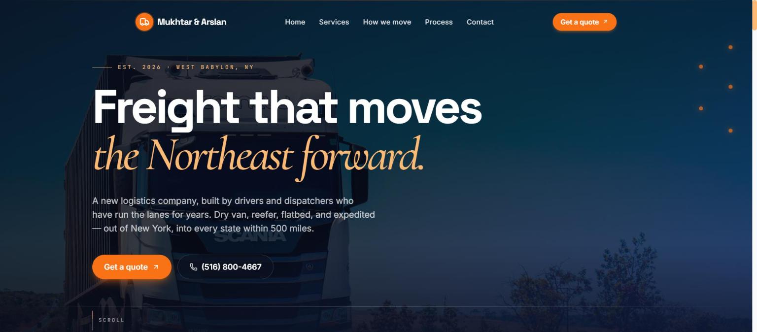 Mukhtar & Arslan Logistics — Freight that moves the Northeast